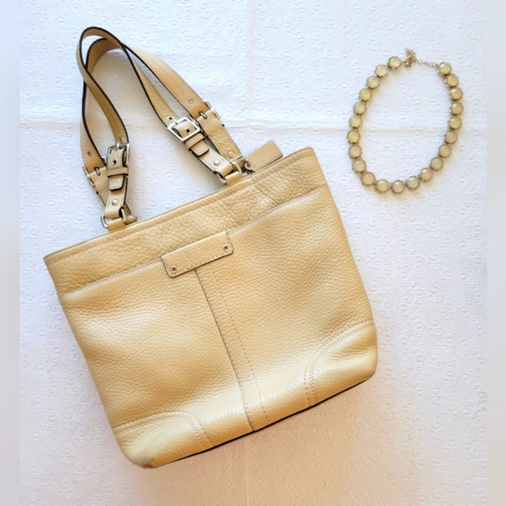 Coach Cream Pebble Leather Hamilton Shoulder Tote